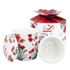 Pipacsos porcelán bögre szűrővel – 400 ml – piros díszdobozos
