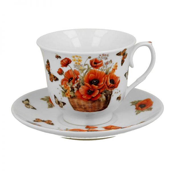 Pipacsos porcelán csésze aljjal – 250 ml – Poppies