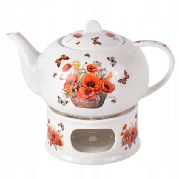 Pipacsos porcelán teáskanna melegítővel – 1,2 literes – Poppies