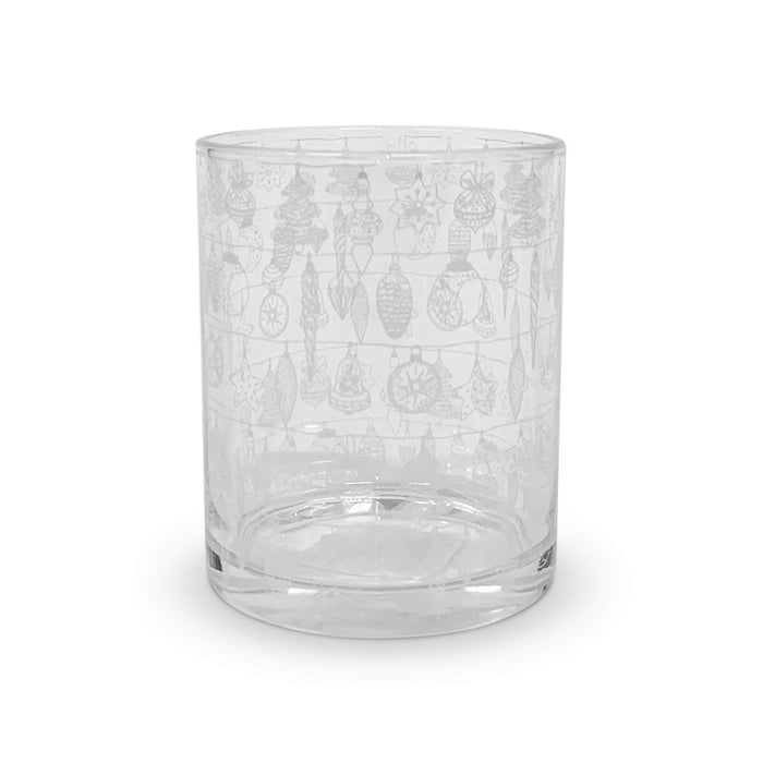Karácsonyi üveg pohár díszekkel 300 ml