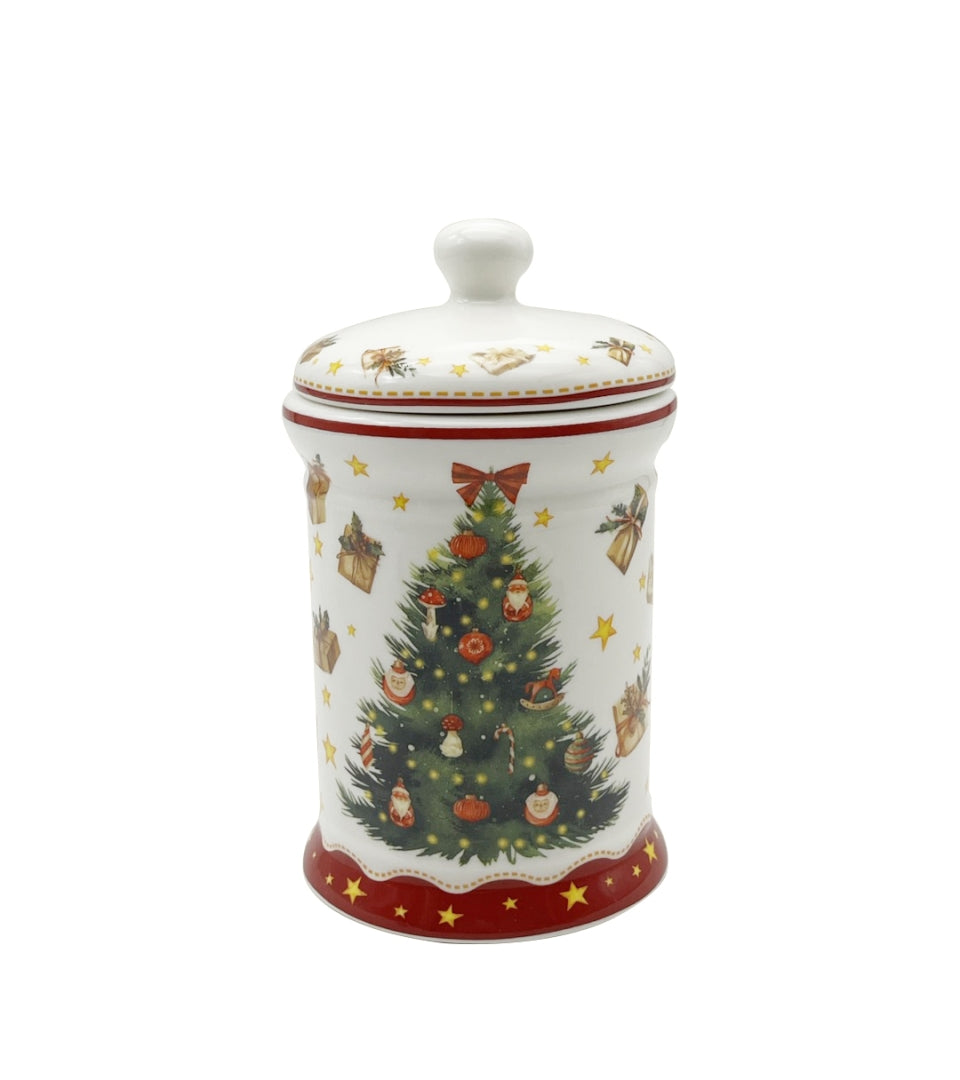 Karácsonyi fenyőfás porcelán keksztároló 11x19 cm 800 ml Christmas Tree 3