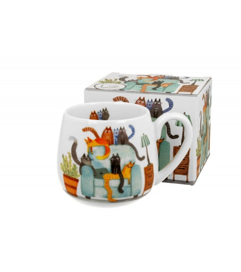 Bögre, csésze Porcelán cicás bögre 430 ml díszdobozban Macskák a fotelban