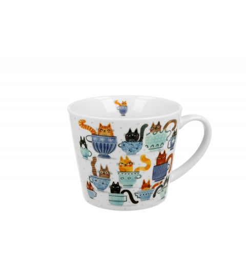 Bögre, csésze Porcelán cicás bögre 600 ml díszdobozban Macskák a csészékben