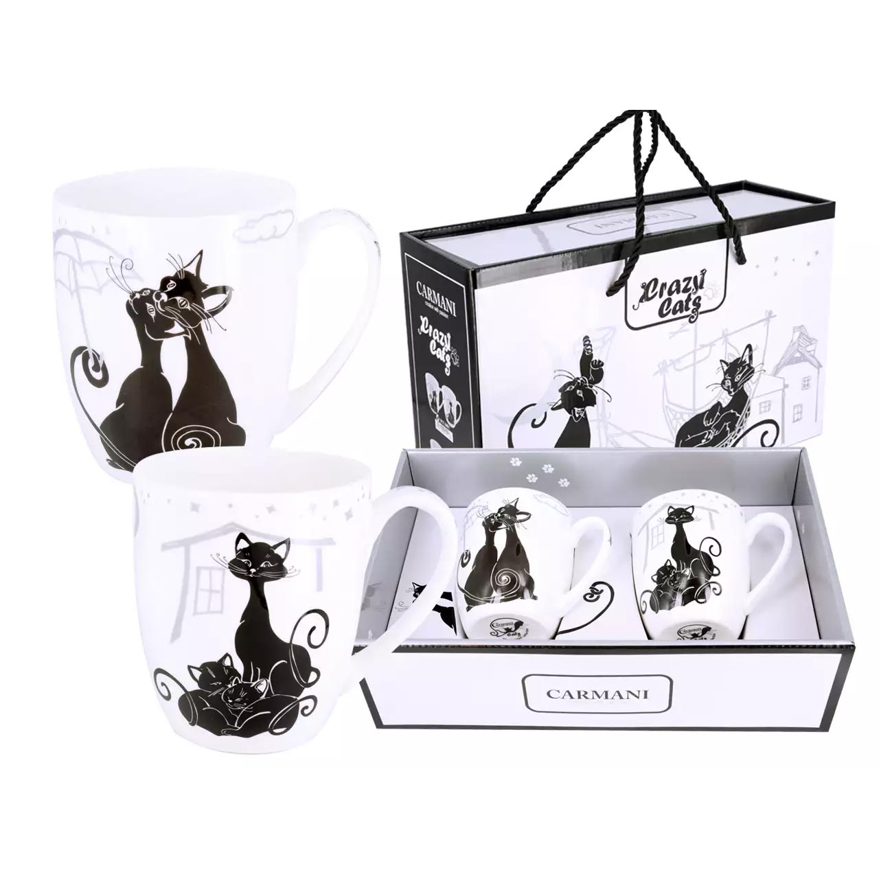 Bögre, csésze Porcelán cicás bögre szett díszdobozban 400 ml