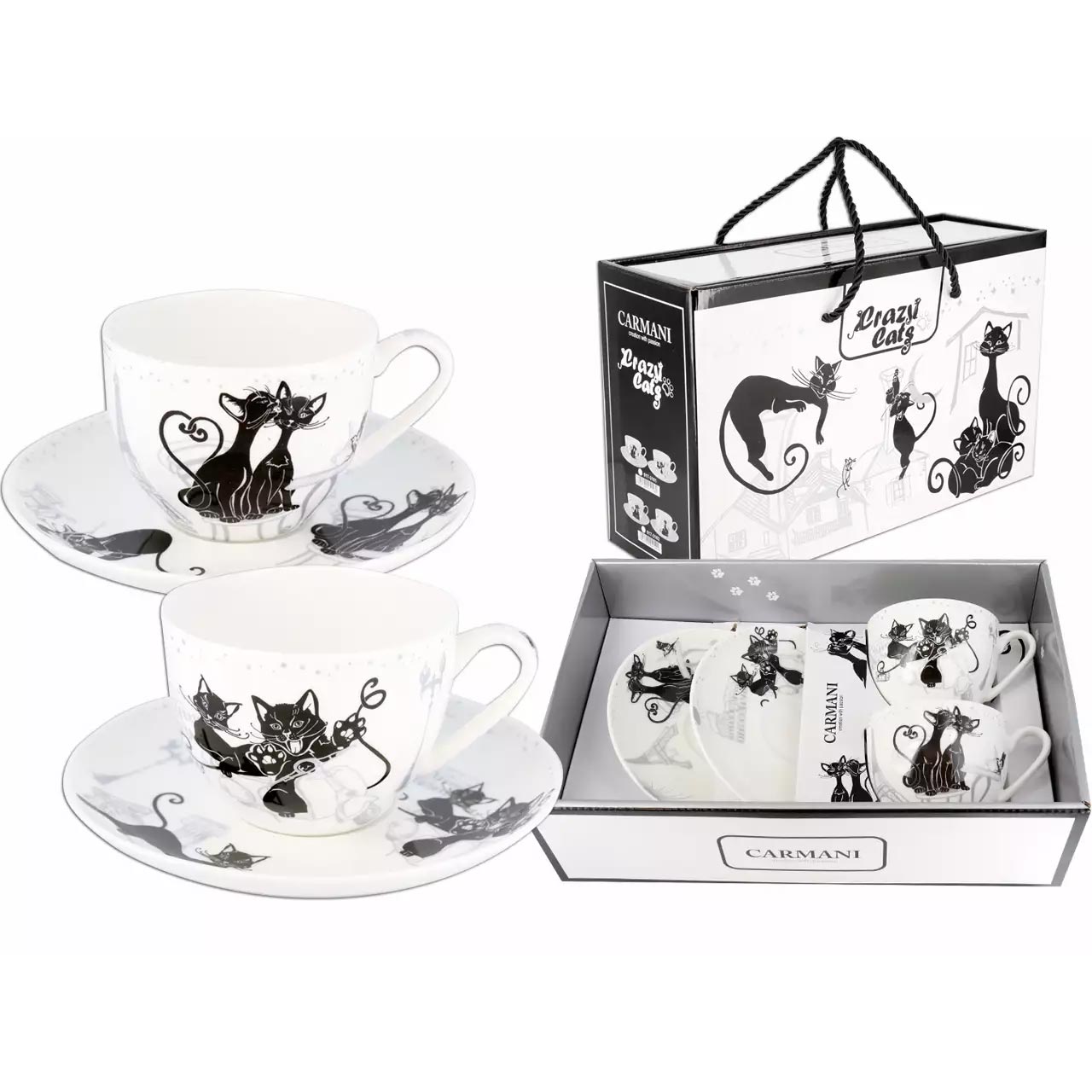 Bögre, csésze Porcelán cicás csésze szett díszdobozban 250 ml
