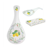 Porcelán citrom mintás fakanáltartó díszdobozban Fleurs et Citrons