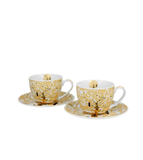 Porcelán csésze 270 ml 2 személyes díszdobozban Gustav Klimt Életfa