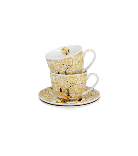 Porcelán csésze 270 ml 2 személyes díszdobozban Gustav Klimt Életfa