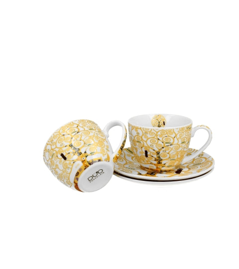 Porcelán csésze 270 ml 2 személyes díszdobozban Gustav Klimt Életfa