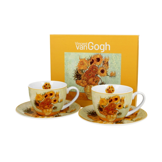 Porcelán csésze 270 ml 2 személyes díszdobozban Van Gogh Napraforgók