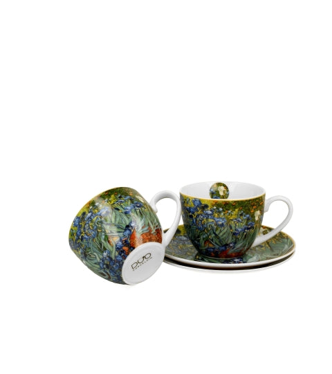Porcelán csésze aljjal két személyes szett díszdobozban Van Gogh Íriszek