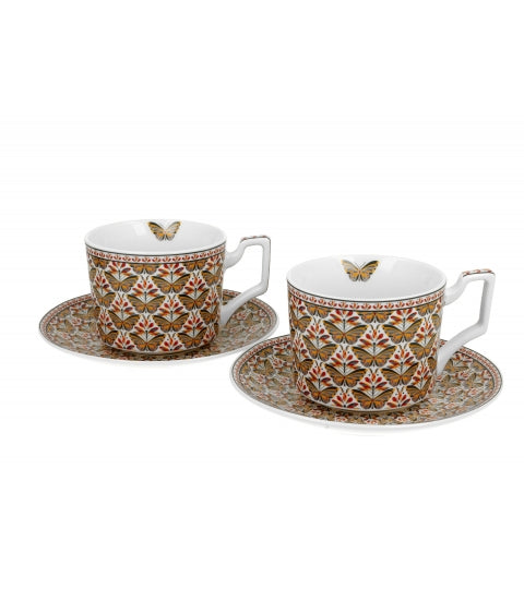 Bögre, csésze Porcelán csésze két személyes szett díszdobozban pillangó Papilio