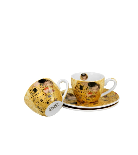 Porcelán eszpresszó kávés csésze 110 ml 2 személyes díszdobozban Klimt A Csók