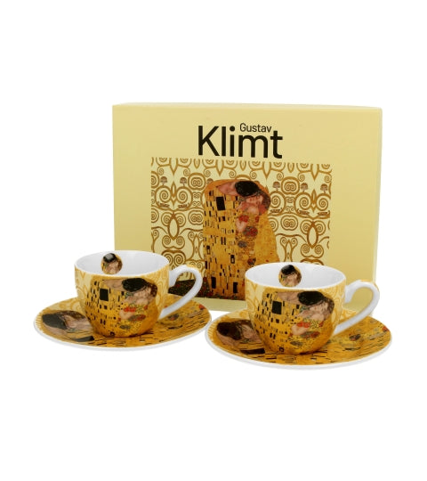 Porcelán eszpresszó kávés csésze 110 ml 2 személyes díszdobozban Klimt A Csók