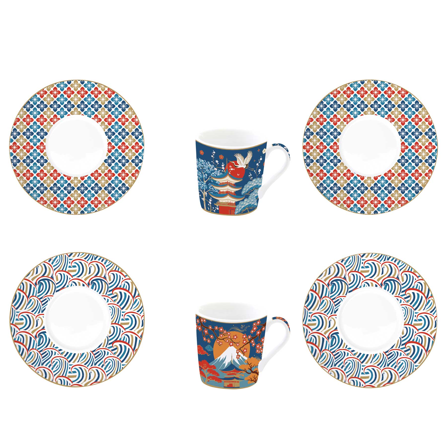 Bögre, csésze Porcelán eszpresszó kávés csésze 6 személyes Tokyo Coffee Mania