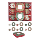 Teáskanna Porcelán eszpresszó kávés csésze szett 6 személyes Coffee Mania Christmas Joy