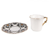 Bögre, csésze Porcelán fekete-fehér-arany eszpresszó kávés csésze aljjal 95 ml 6CEKS0007