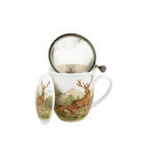 Porcelán fém szűrős szarvas bögre díszdobozban Deer