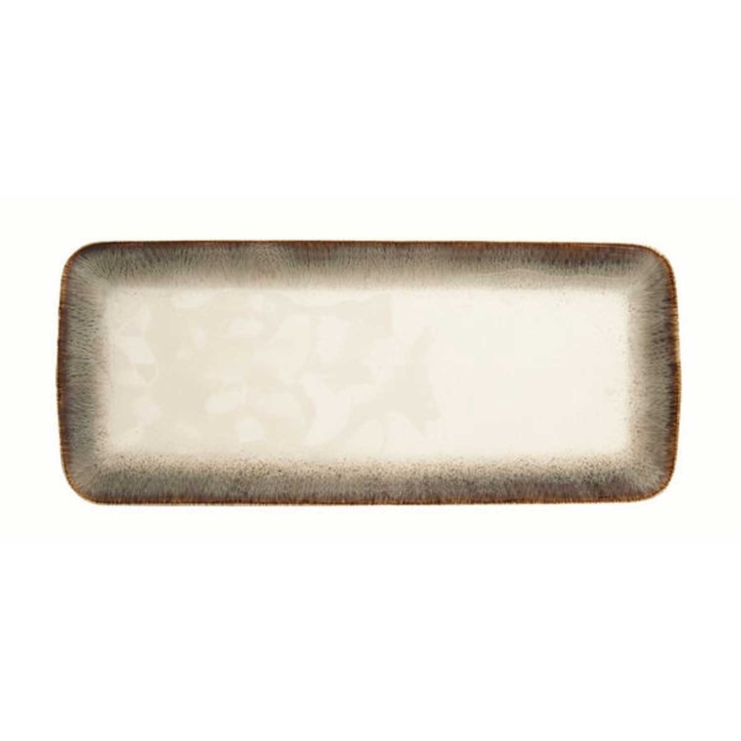 Porcelán hosszúkás asztali kínáló tál 36x16 cm barna Easy Life NUANCES Brown