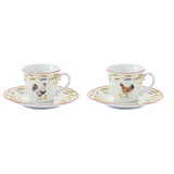 Csésze Porcelán kakasos farmhouse eszpresszó kávés csésze 2 db szett Country Life