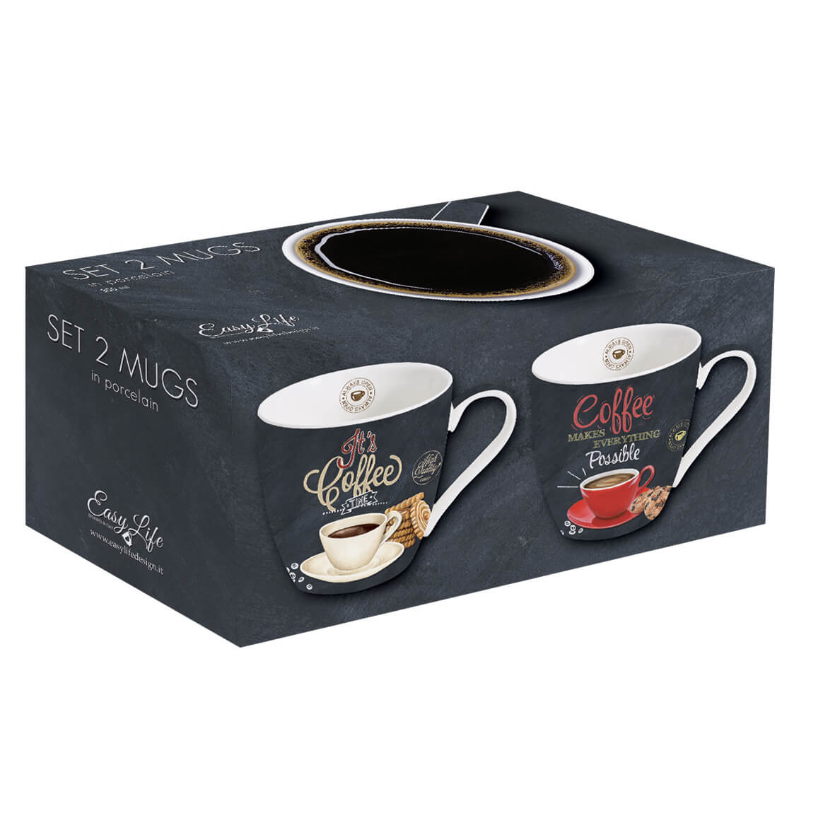 Bögre, csésze Porcelán kávés bögre szett It's Coffee Time