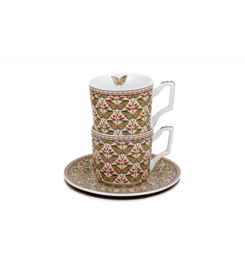 Bögre, csésze Porcelán kávés csésze két személyes szett díszdobozban pillangó Papilio