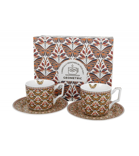 Bögre, csésze Porcelán kávés csésze két személyes szett díszdobozban pillangó Papilio