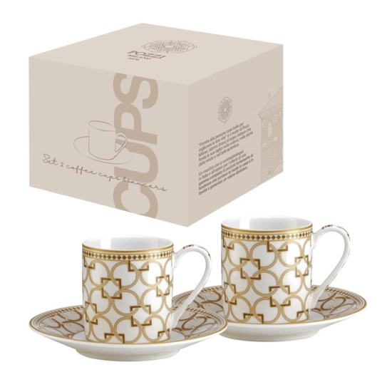 Bögre Porcelán két személyes kávés csésze aljjal szett Decó Pozzi Milano