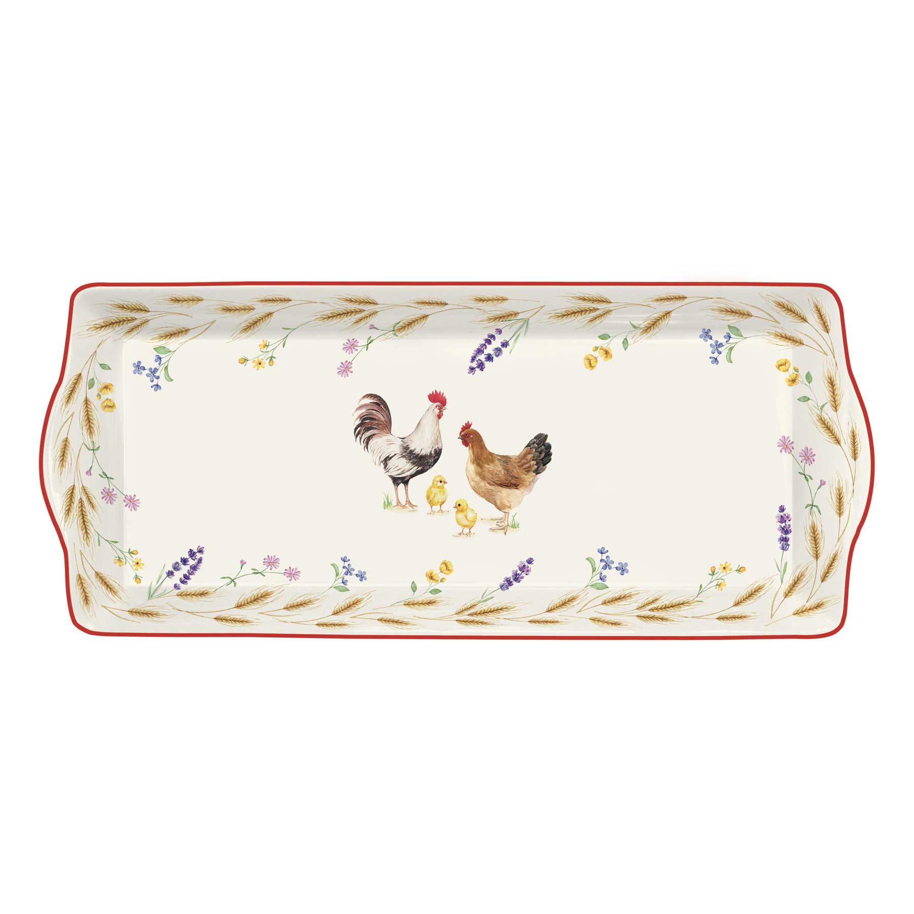 Tálca Porcelán kínáló tálca 35x15 cm kakasos Country Life
