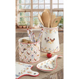 Tároló doboz Porcelán konyhai tároló bambusz tetővel kakasos Country Life