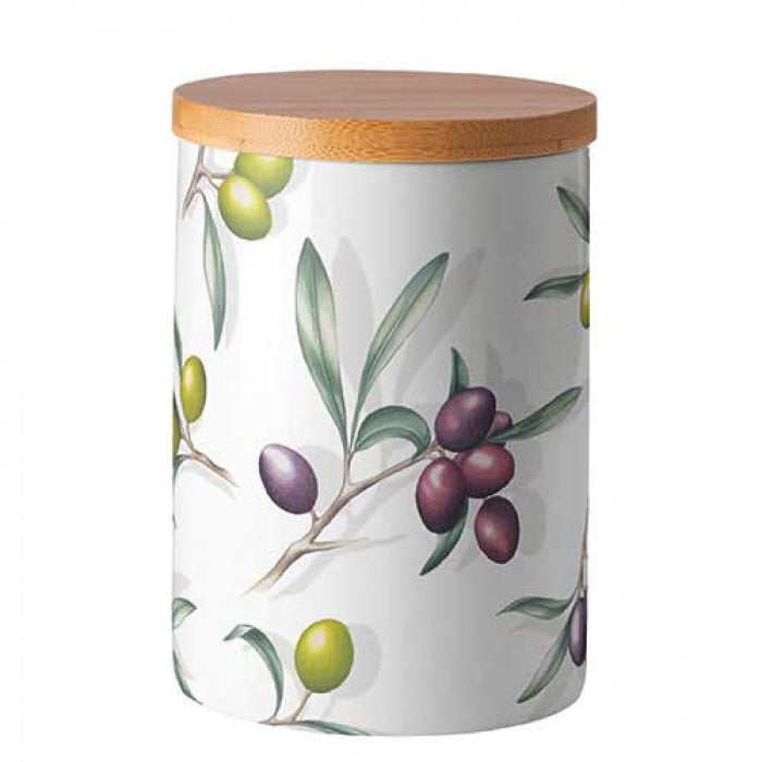 Konyhai tároló Porcelán konyhai tároló szilikon gyűrűvel olívás Delicious olives