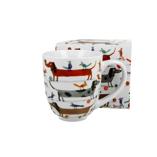 Bögre, csésze Porcelán kutyás 1 literes jumbo bögre Long dogs díszdobozban