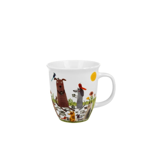 Bögre, csésze Porcelán nagy kutyás bögre díszdobozban Kutyák pikniken 650 ml