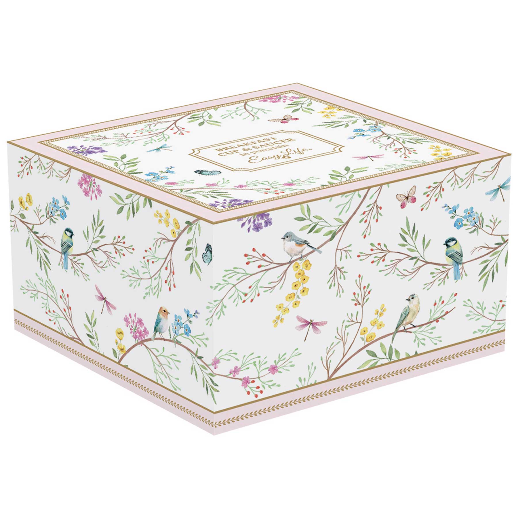Bögre, csésze Porcelán nagy reggeliző csésze diszdobozban 350 ml Birds Melody