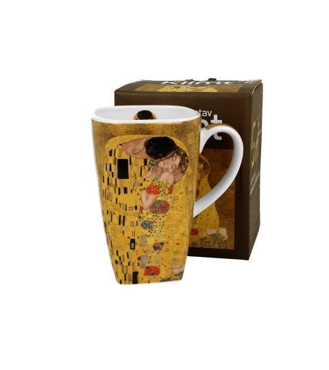 Porcelán szögletes nagy bögre 650 ml díszdobozban Gustav Klimt A Csók