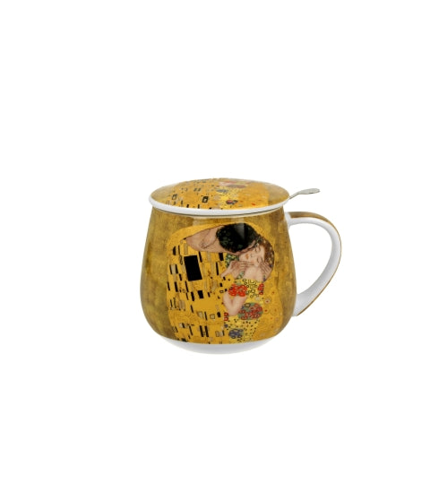 Porcelán szűrős teás bögre 430 ml díszdobozban Gustav Klimt A Csók