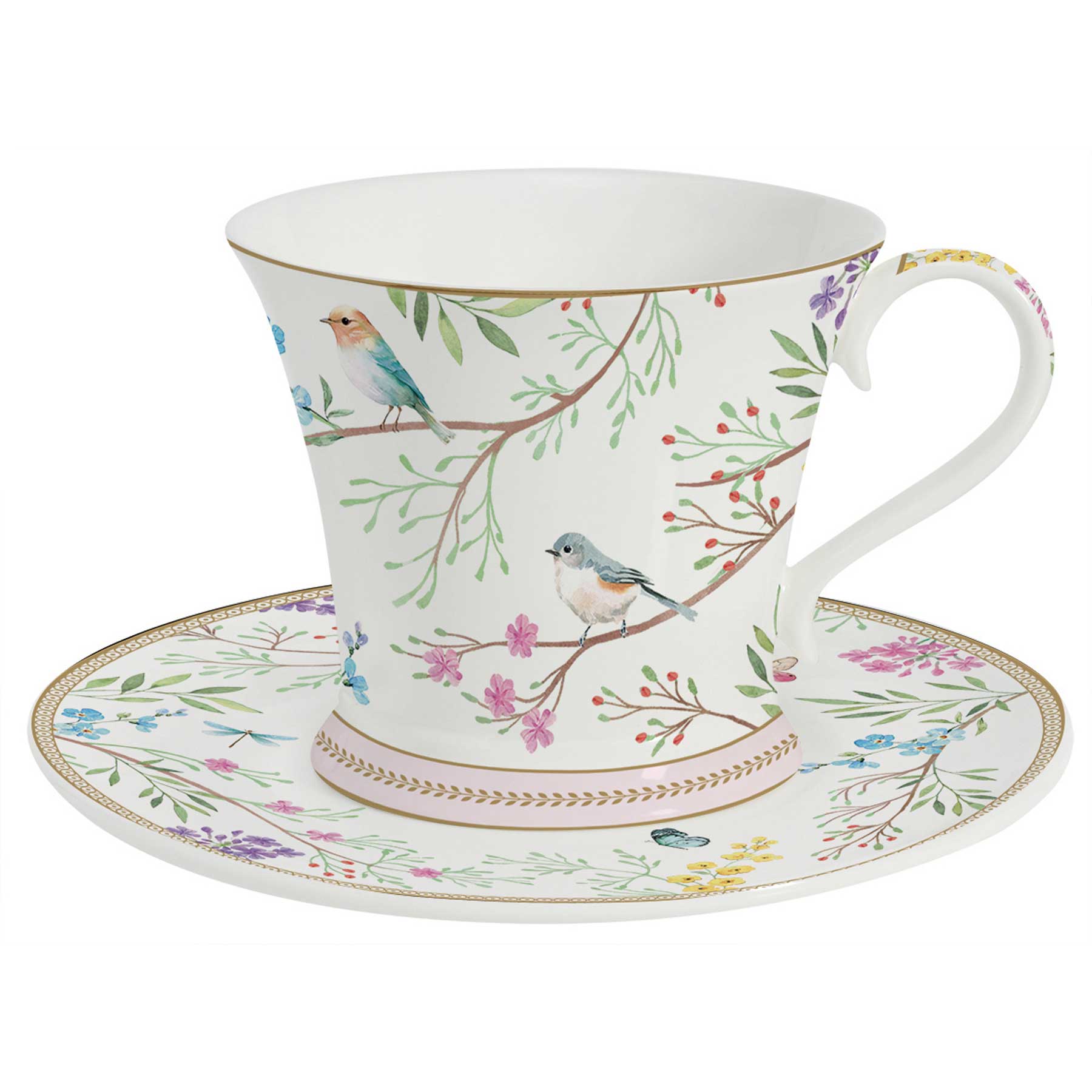 Bögre, csésze Porcelán teáscsésze aljjal diszdobozban 200 ml Birds Melody