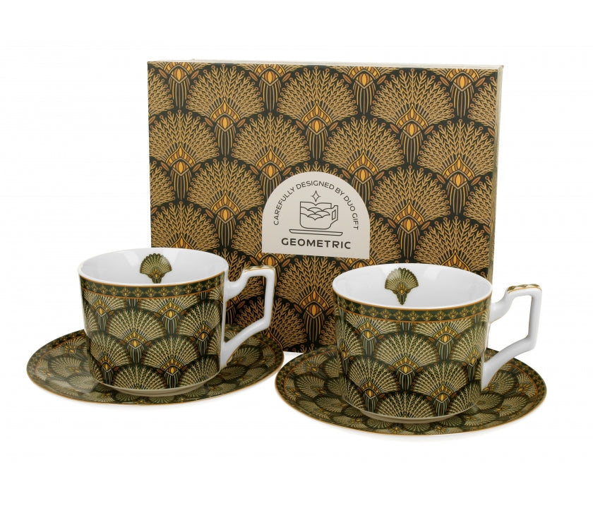Bögre, csésze Porcelán teáscsésze aljjal két személyes Verdigo