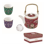 Bögre, csésze Porcelán teáskanna bögrével és szűrővel díszdobozban Eclectic Chic