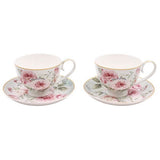 Bögre, csésze Rêve de Rose Rózsás porcelán csésze aljjal 250 ml két személyes