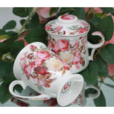 Bögre Rózsás porcelán bögre szett kanállal 300 ml 2 személyes szív dobozos
