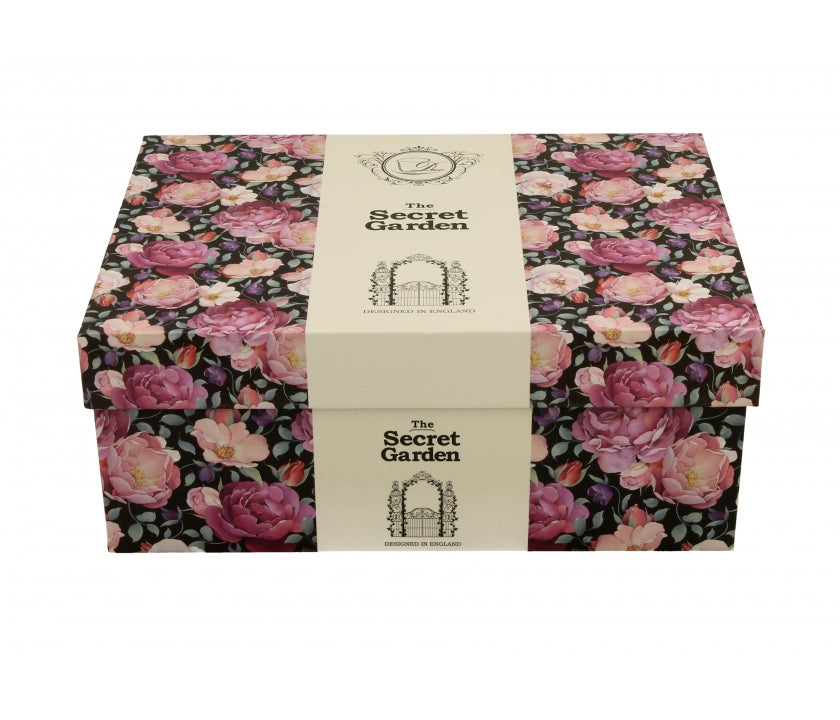 Bögre, csésze Rózsás porcelán kávés csésze aljjal két személyes szett Spring Roses Black