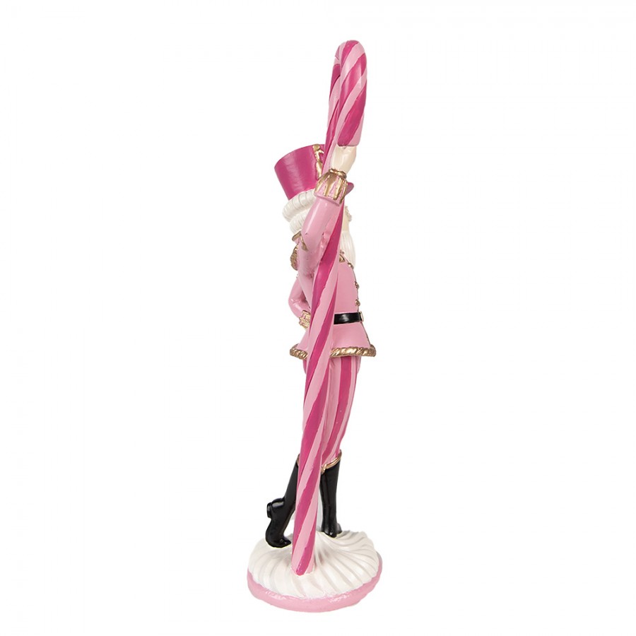 Karácsonyi dekoráció Rózsaszín diótörő figura csikos cukor pálcával 23 cm