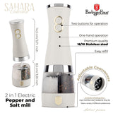 Rozsdamentes acél 2 az 1-ben elektromos só- és borsörlő krém Sahara Collection