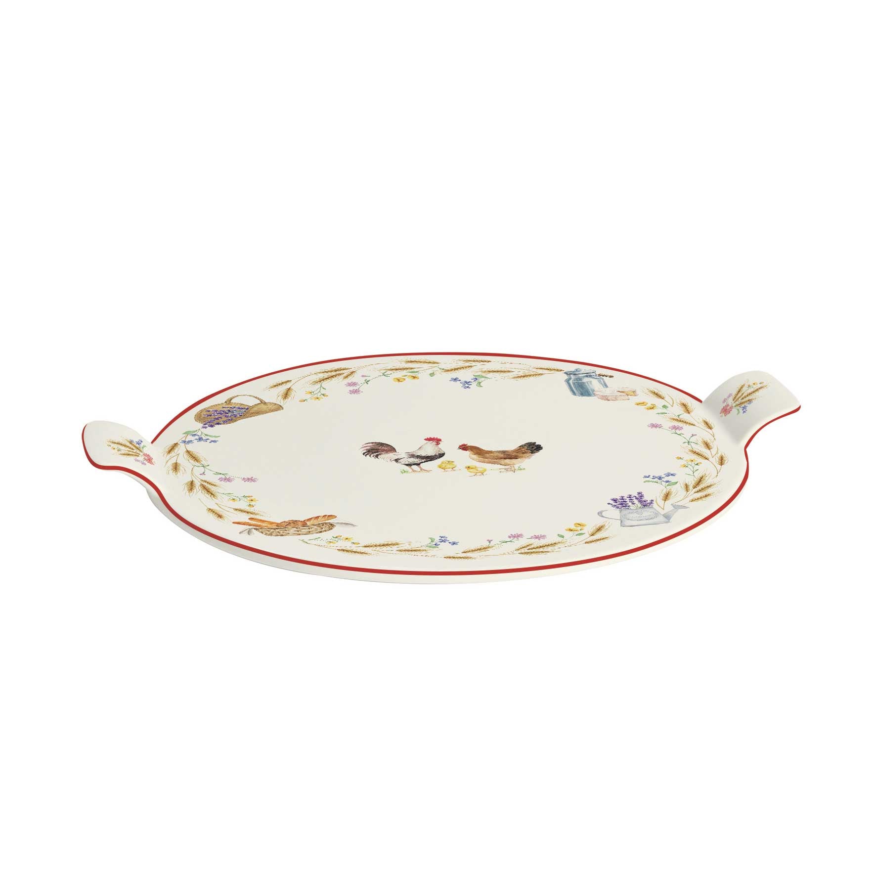 Sajtvágó Sajtkínáló porcelán tálca 30 cm kakasos Country Life