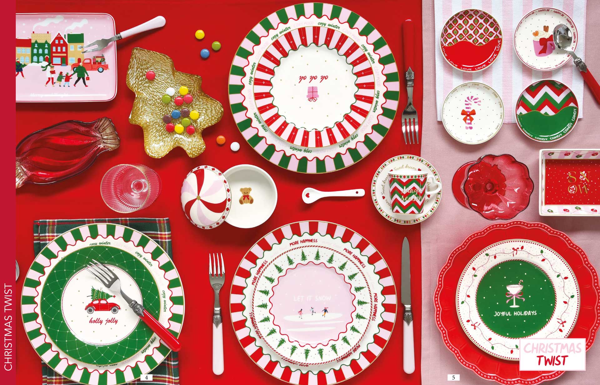 Porcelán desszerttes tányér szett 4 db-os 19,5 cm díszdobozban Christmas Twist
