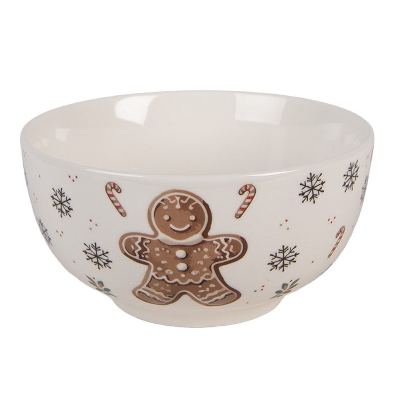 Karácsonyi porcelán müzlis tálka 500 ml mézeskalács babás