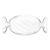 Szaloncukor alakú karácsonyi üveg kínáló tál - 35x4,5 cm