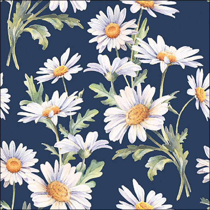 Százszorszép virágos háromrétegű papírszalvéta 33x33 cm 20 db Beautiful daisies blue