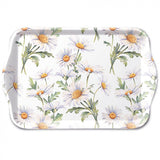 Százszorszép virágos műanyag konyhai tálca 13x21 cm Beautiful daisies white